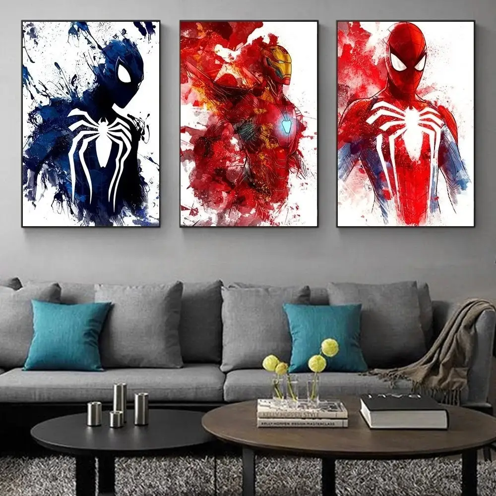 

MINISO Marvel Watercolor Superhero Graffiti Art Poster and Prints Marvel Canvas Paintings Wall Art For Living Room Home Decor