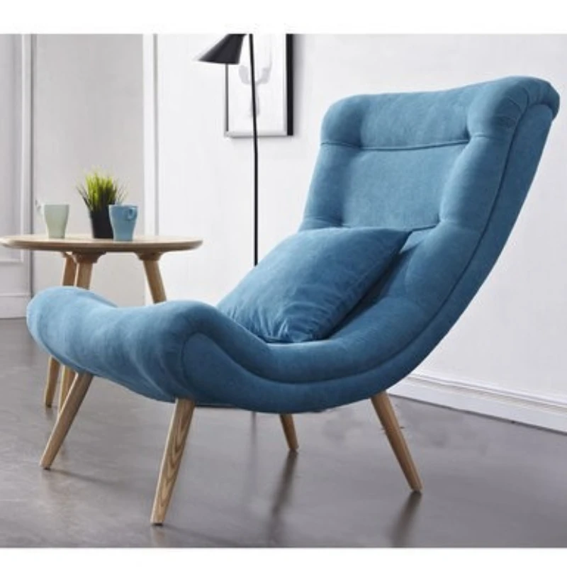 

Simple lazy chair casual fabric Nordic tiger chair living room solid wood