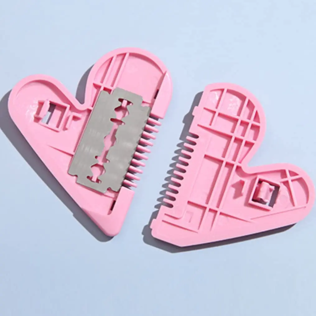 3 قطع مشط قص الشعر الصغير، ماكينة تشذيب الشعر اليدوية على شكل قلب للأطفال والنساء والفتيات، باللون الوردي #5
