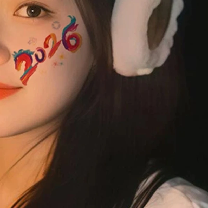 

10Sheets Chinese 2026 New Year Party Supplies New Year 2026 Temporary Tattoo Stickers Year Of The Horse Party Makeup Kit