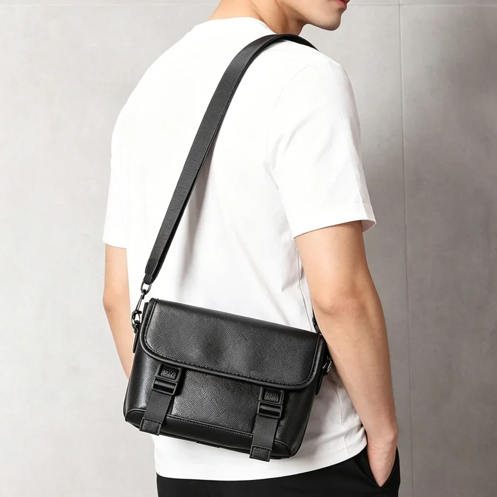 2-in-1 Umhängetasche für Herren, Modische Klappentasche, Luxuriöse Lederschultertasche, Herren-Handytasche für Männer und Frauen – Detail 5