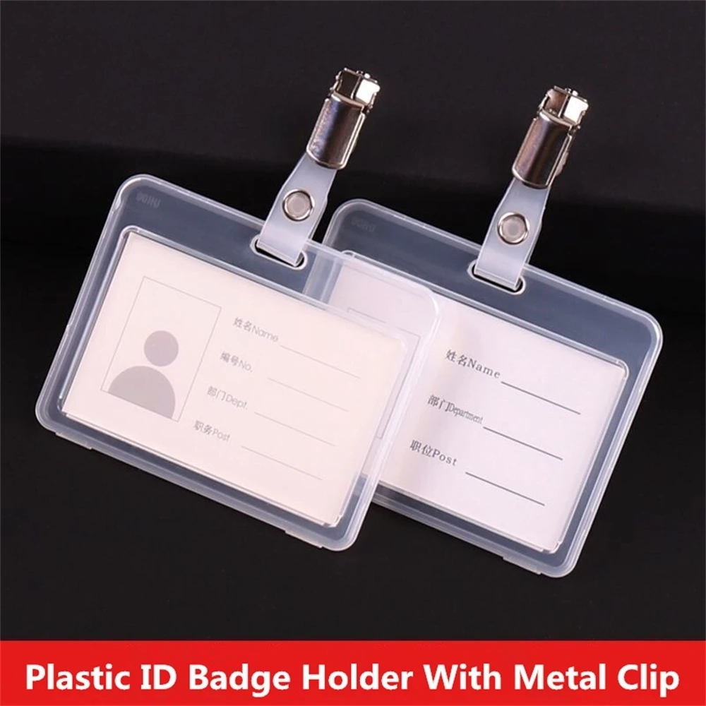 Horizontal Metal Aluminum Business Id Card Credit Card Badge Holder With Clip Name Card Holder Case