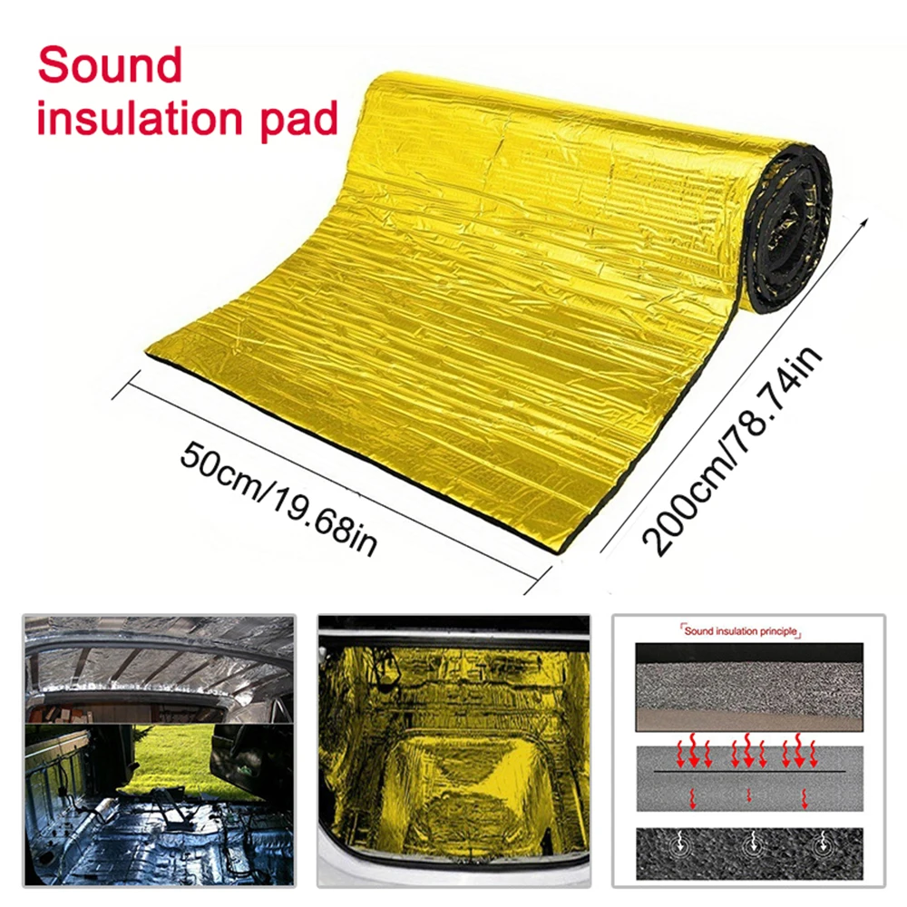 50x200cm Sound Insulation Pad Car Hood Door Self-adhesive - Heat-resistant, Cold-resistant, Waterproof and Energy-saving