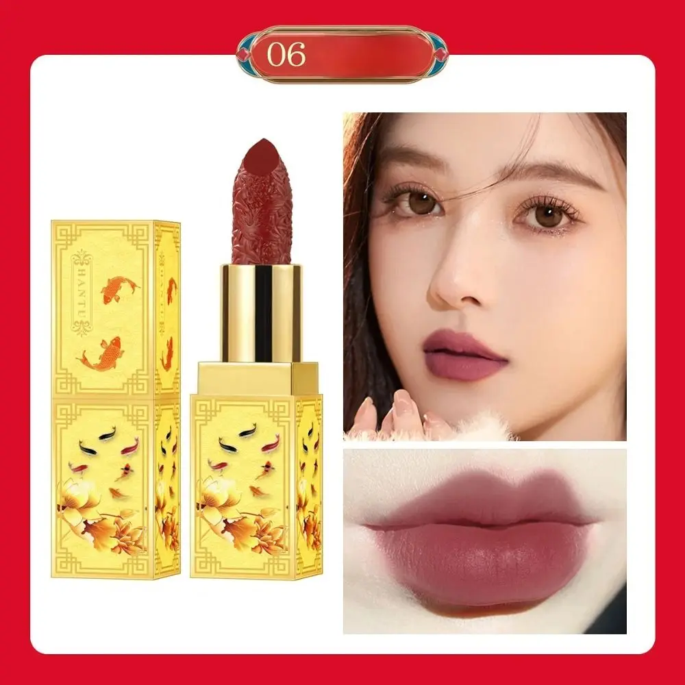 

Natural Chinese Style Velvet Lipstick Long Lasting 6Color Matte Lipgloss Waterproof Non-stick Cup Silky Mist Lip Glaze Girl