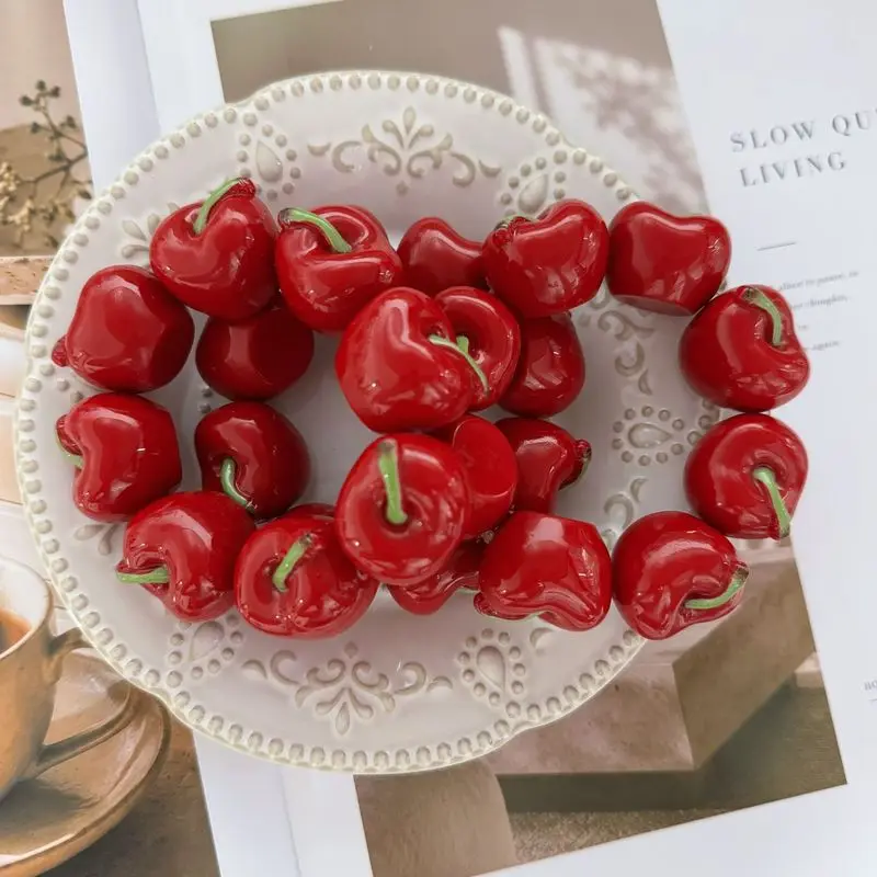 Hot Sale Cute Fashion Cherry Necklace Resin Toy Realistic Tropical Fruit Jewelry