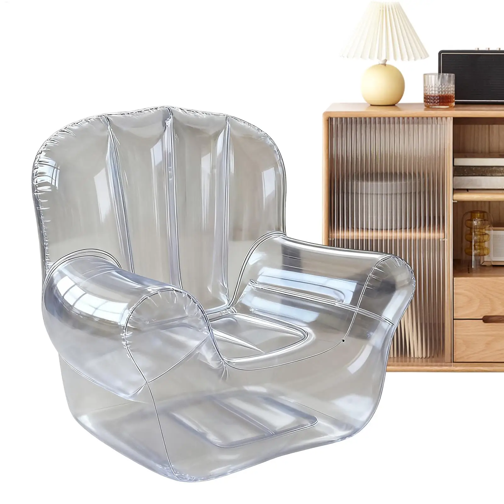 أريكة سميكة شفافة PVC أريكة قابلة للنفخ التخييم في الهواء الطلق نفخ كرسي كسول مقعد شخص واحد لغرفة نوم جانبية لحمام السباحة