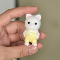 1PC  5cm Flocking Cat Model Plush Dolls Figurines Anime Toys Table Decoration Birthday Party Gift