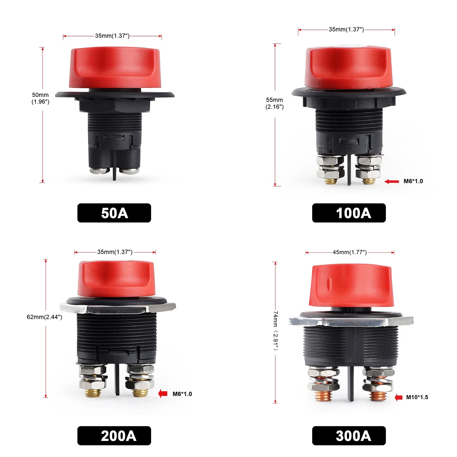 50A 100A 200A 300A  Disconnecter Power Isolator Cut Off Rally Switch Kit For Car Motorcycle Truck Boat Car Battery Switch