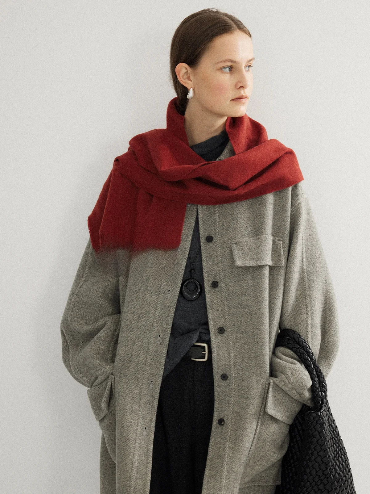 

Шерстяное пальто Moofeel из смесовой шелковой и верблюжьей шерсти, двустороннее, осенне-зимнее, свободного кроя, средней длины