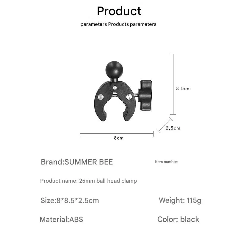 Dudukan Ram Setang Sepeda Motor dengan Penjepit Penyangga Dasar Bola 1 Inci 25Mm Braket Cakar Rammount untuk Kamera Aksi Gopro Insta