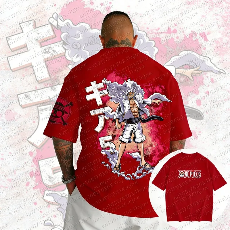2026 Heißer One Piece Baumwoll-Luffy-T-Shirt für Herren, atmungsaktives Sommer-T-Shirt für Damen und Herren, Oversize Cosplay T-Shirt, bequeme Kleidung für Herren