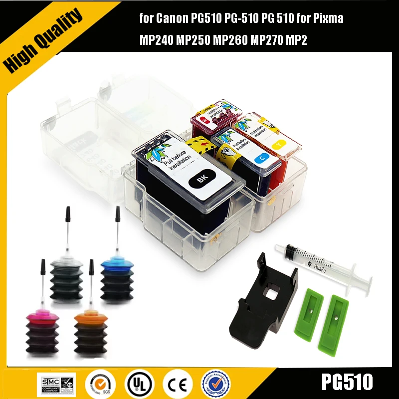 Smart PG510 CL511 PG 510XL CL 511XL PG-510 LC-511 Refillable Ink Cartridge for PIXMA IP2700 MP230 MP240 MP250 MP260 MP270 MP280