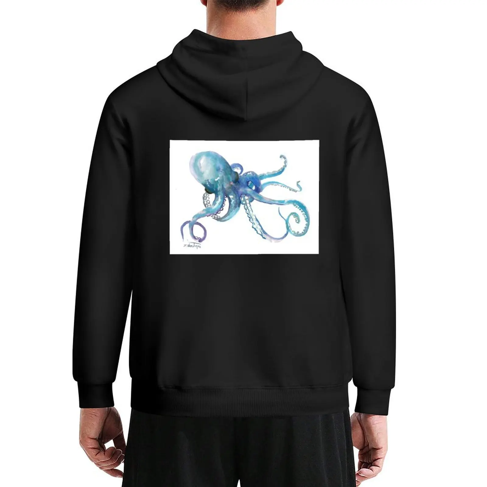 

Octopus. Blue OCtopus design Hoodie anime clothing men clothing men's winter sweater korean clothes mens hoodies