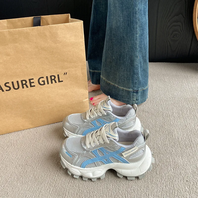 

Thick-soled Breathable Mesh Dad Shoes for Women2025New Year's Versatile Height-Increasing Casual Soft Sole Non-Slip Sports Shoes