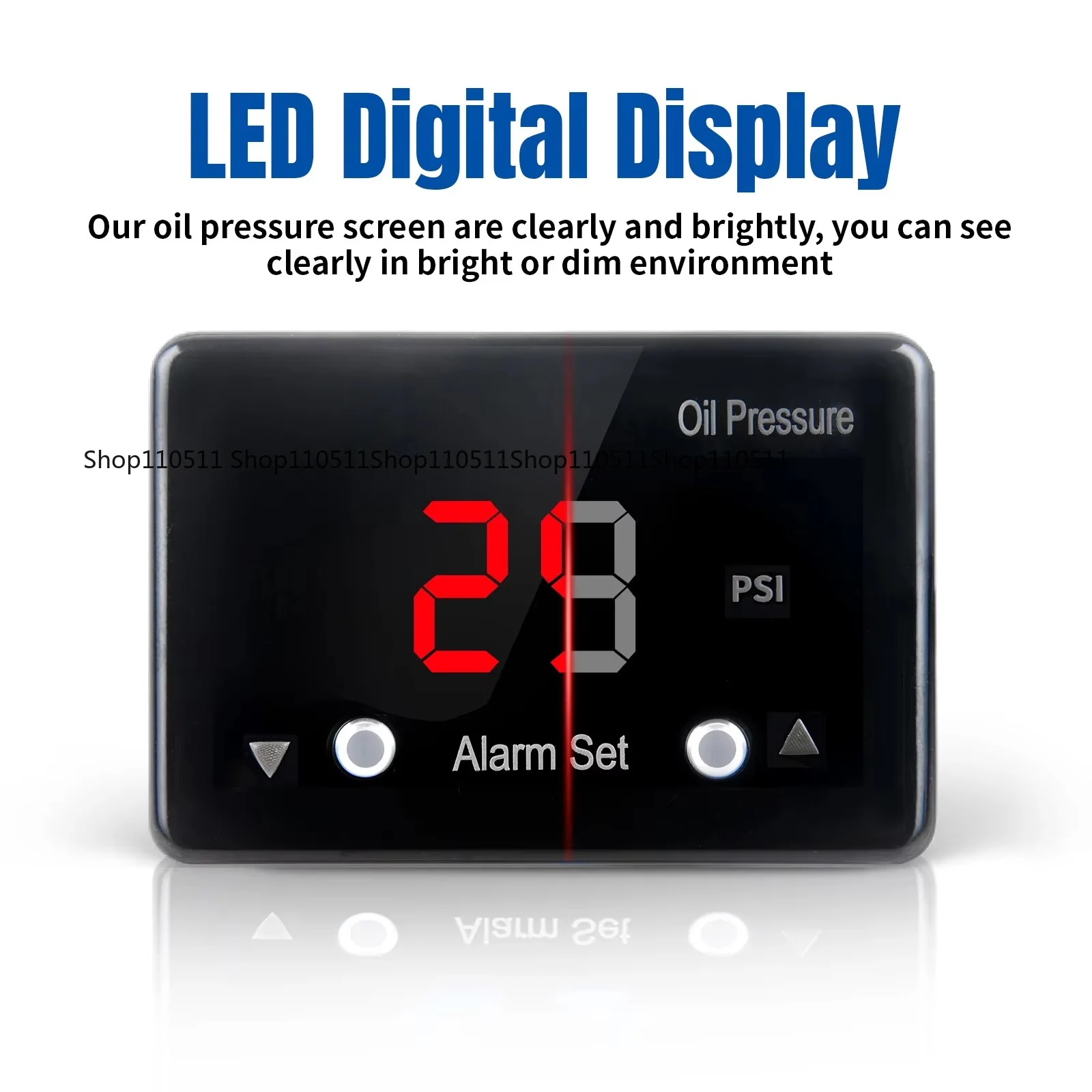 Universal 200 psi 1/8 Npt Sensor 12v Digital 3 Color Oil Gauge Pressure Display Oil Pressure Gauge/Gauge with Sensor