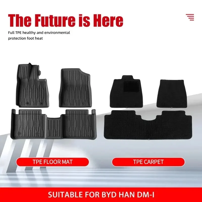 New Arrivals Premium waterproof non-slip 3D TPE Rear Trunk Mat for Byd Han Dm-I 2024-2025，All Weather Dustproof Black Interior