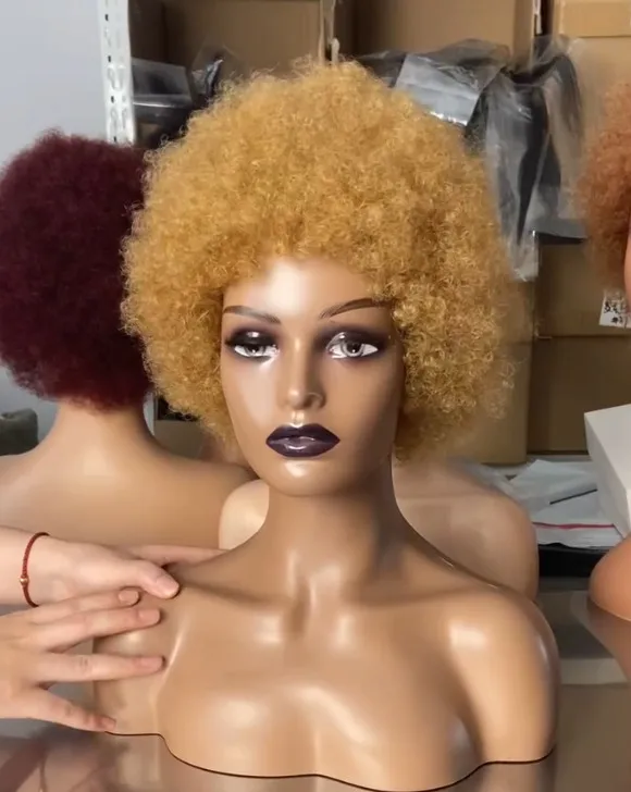 

Women Brown Short Pixie Cut Fluffy Wig Light No Lace Wig Natural