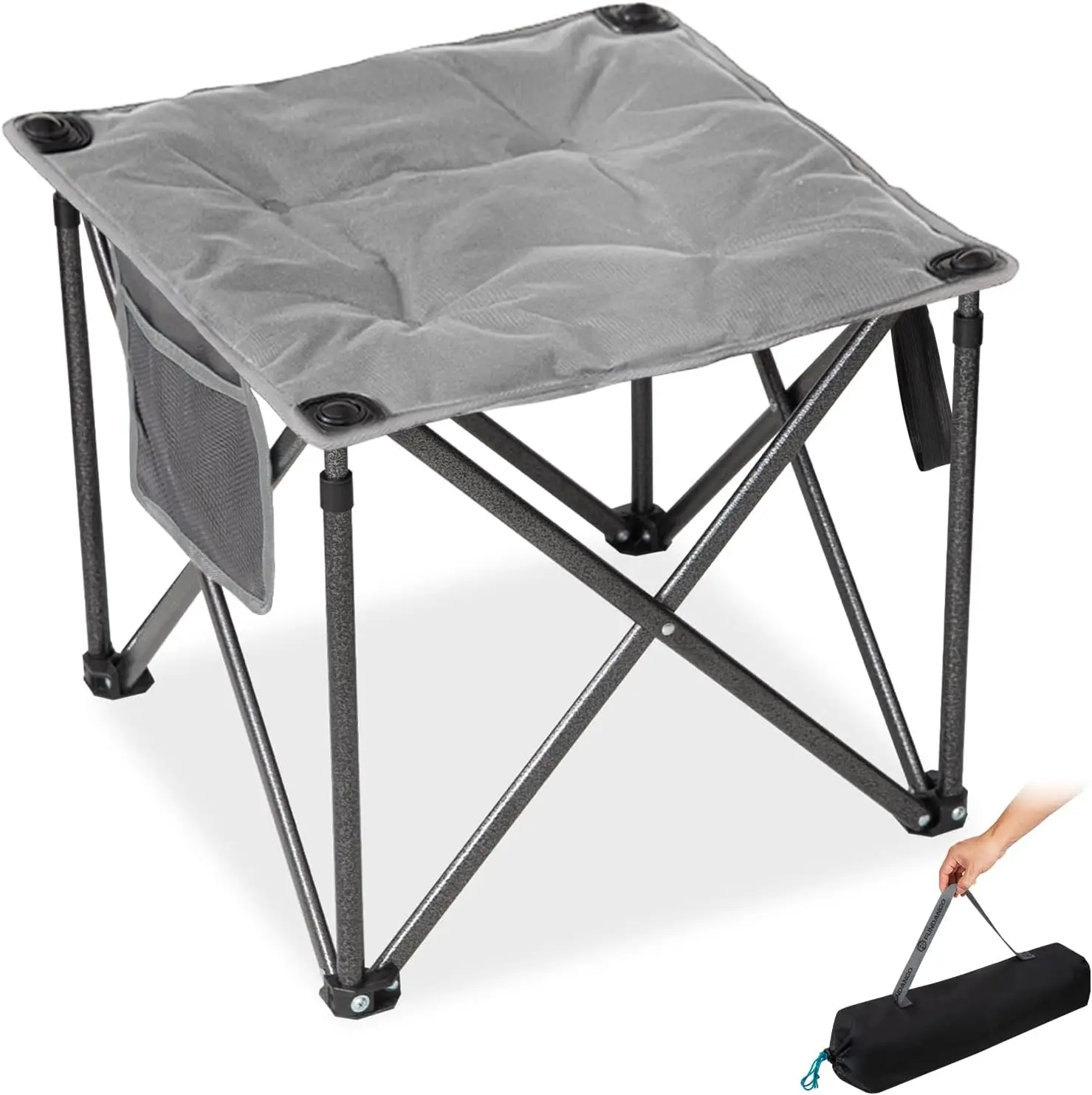 

Folding Camping Stool 18.1' Oversized Footrest, 400Lbs Heavy Duty Portable Padded Seat with Anti-Slip Feet & Carry Strap (Grey)