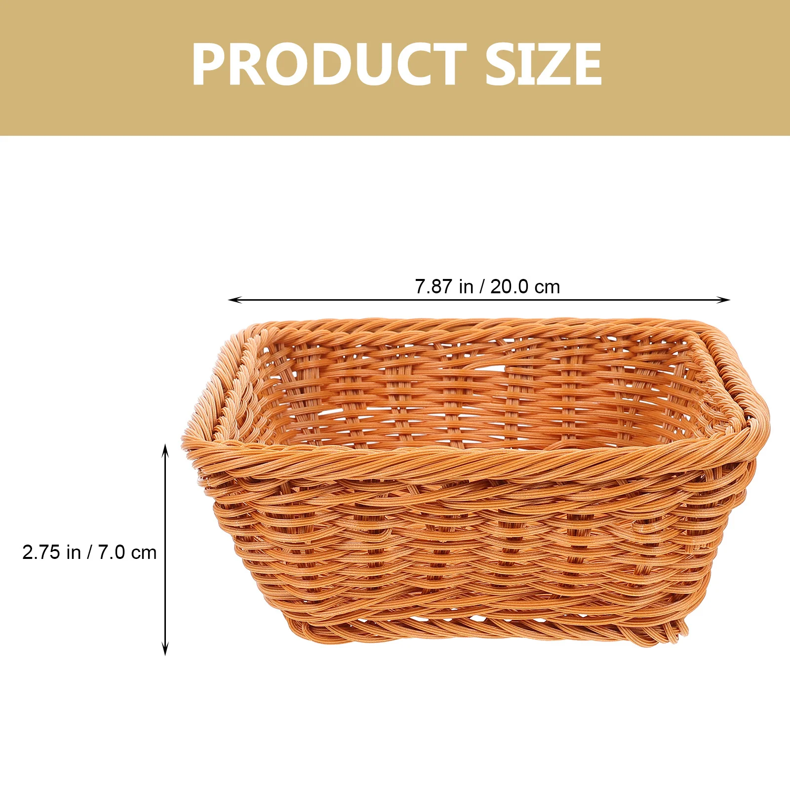 3Pcs Plastic Woven Bread Basket Square Multifunction Storage Basket Desktop Home Organizer Fruit Baskets Small Baskets