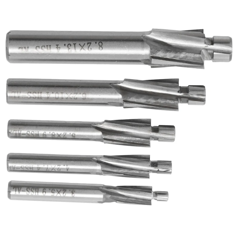 

5Pcs HSS Counterbore End Mill M3-M8 Pilot Slotting Tool Milling Cutter Countersink End Mills