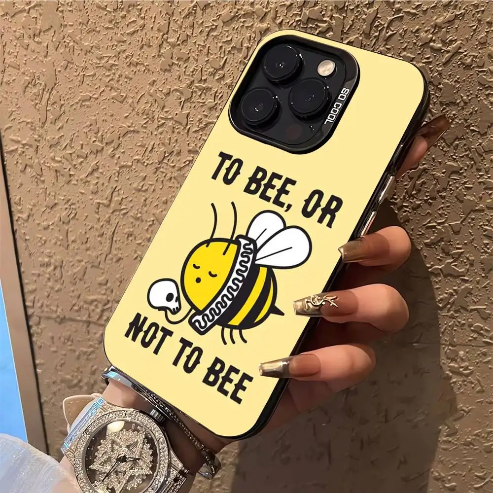 حافظة هاتف كارتون ليتل يلو بيز لهاتف آيفون 17,16,15,14,13,12,X,8,Pro,Max,Plus,E,SE4,Air,Mini IMD أسود غير لامع #6