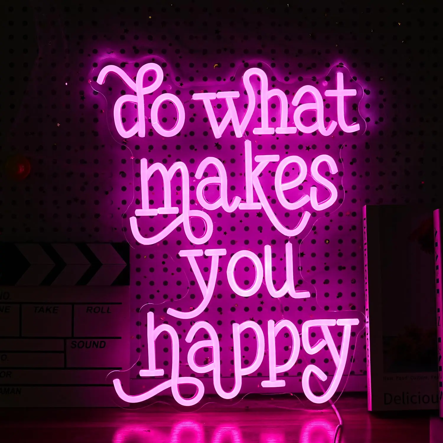 

Do What Makes You Happy Neon Sign Led Neon Light for Wall Decor Dimmable Neon Light Up Sign for Bedroom Home Wedding Decor Gifts