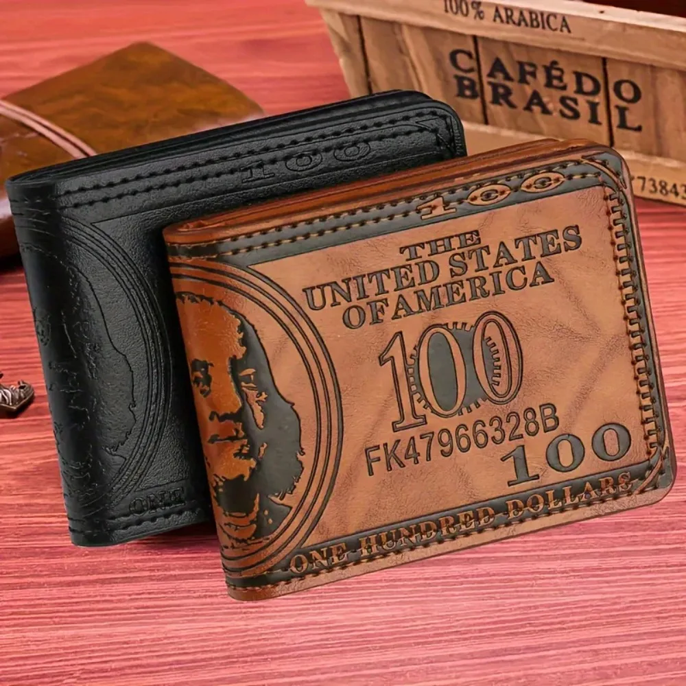 Carteras para hombre con patrón, cartera de cuero PU para hombre, tarjetero para fotos, cartera de gran capacidad a la moda, bolso