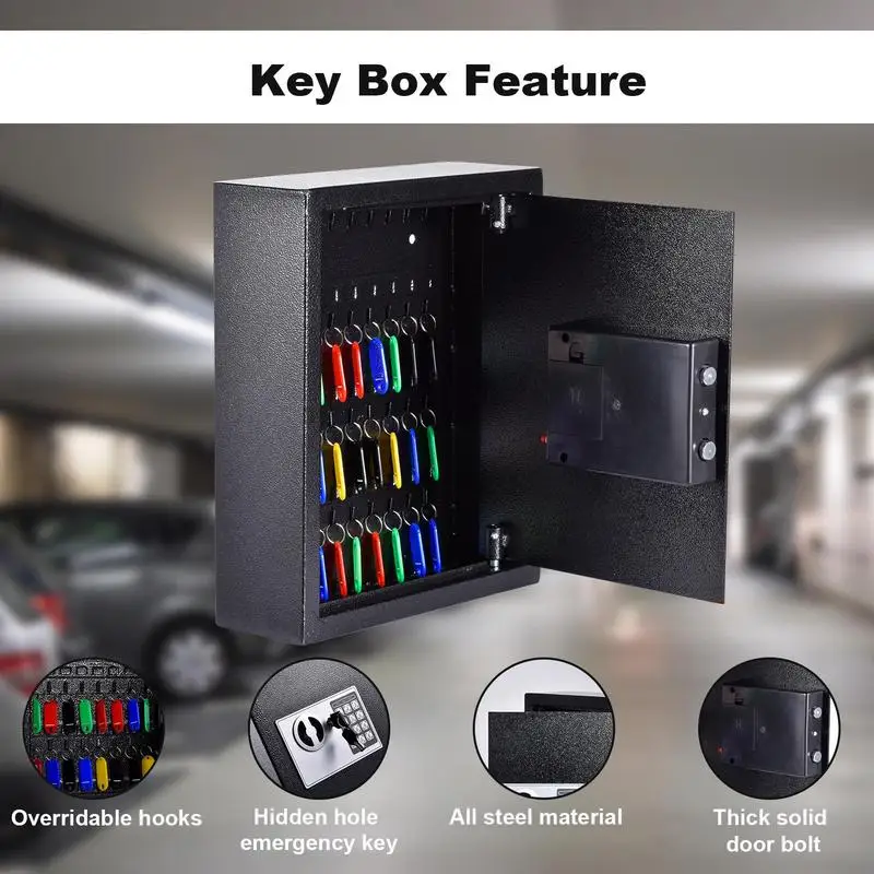 ตู้กุญแจ 40 ที่ใส่กุญแจตู้กุญแจดิจิตอลที่เก็บกุญแจกล่องล็อคเหล็กพร้อมแท็กกุญแจกุญแจอิเล็กทรอนิกส์ปลอดภัยสําหรับโรงแรมบ้าน