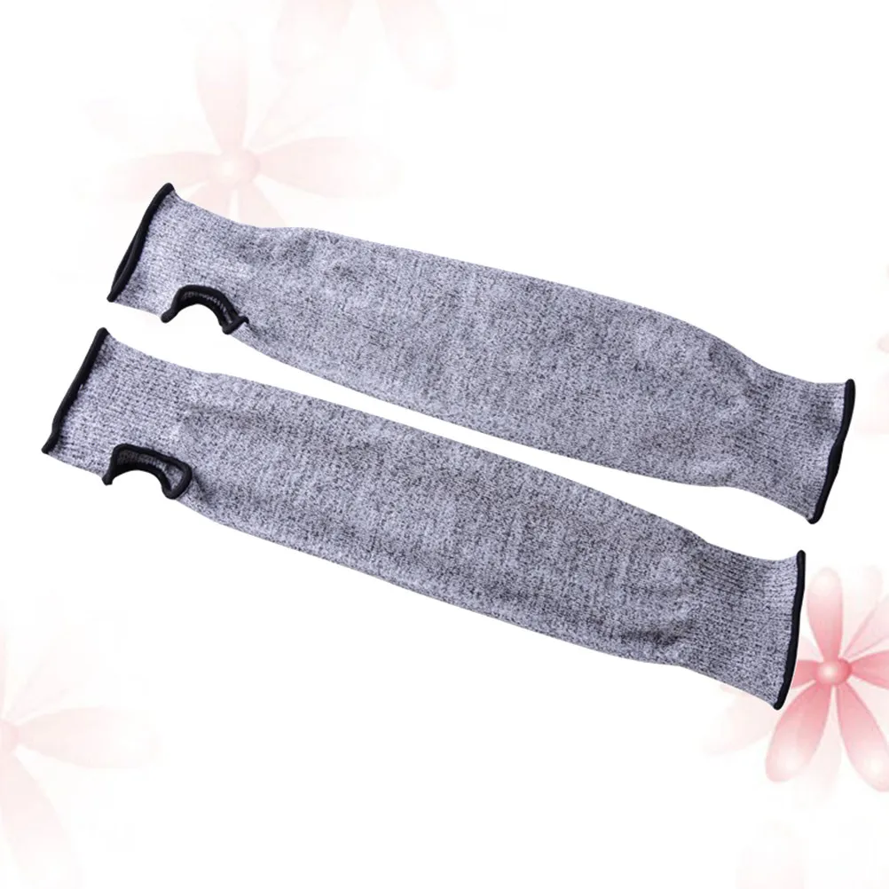 2Pcs Cut Resistant Arm Protector Sleeves 45Cm Breathable Lightweight Stretch Fabric Thumb Hole for Assembly Line Gardening Food