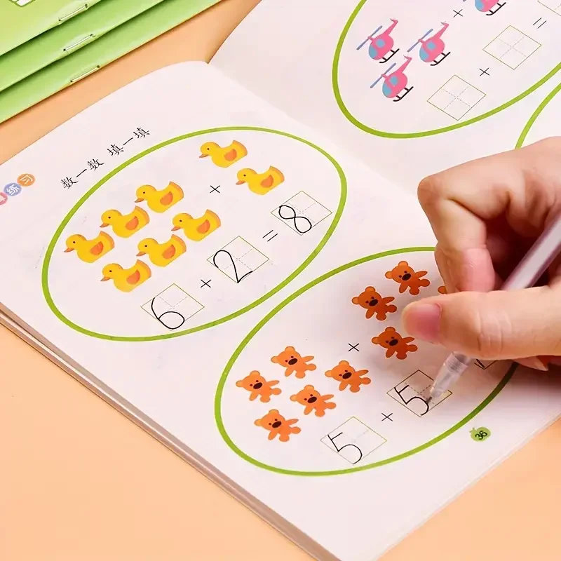 4 Books Math Preschool Addition/Subtraction Number Copybook Kid ToysHandWriting Educational For Children Exercise Practice Book