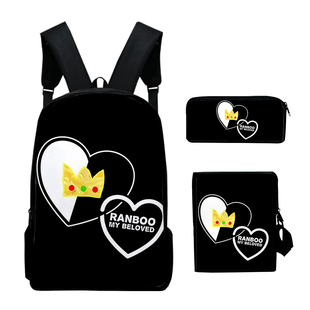 2026 Hip Hop Classic Ranboo 3pcs/Set Backpack 3D Print Student Large Capacity Backpack Travel Laptop Daypack Shoulder Bag Pencil