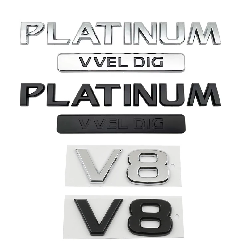

3D ABS PLATINUM VVEL DIG V8 Logo Car Body Side Fender Rear Trunk Badge Decals Decor Sticker For Nissan Patrol Armada Y62 Y61 Y60