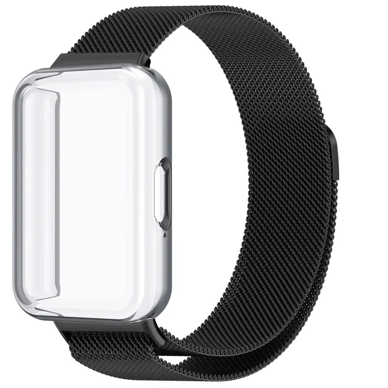 Strap+Case for Samsung Galaxy Fit 3 SM-R390 Milanese Metal Bracelet for Samsung Galaxy Fit 3 Smart Watch TPU Protective Cover