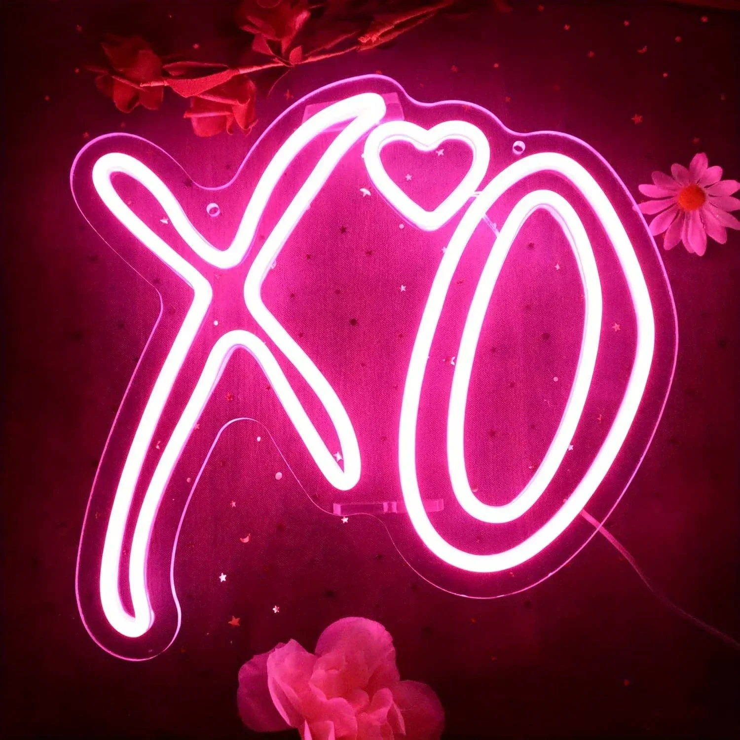 Pink XO Heart Neon Signs for Wall Decor Dimmable LED Signs USB Powered for Man Cave Party Bedroom Bar Birthday  Gifts