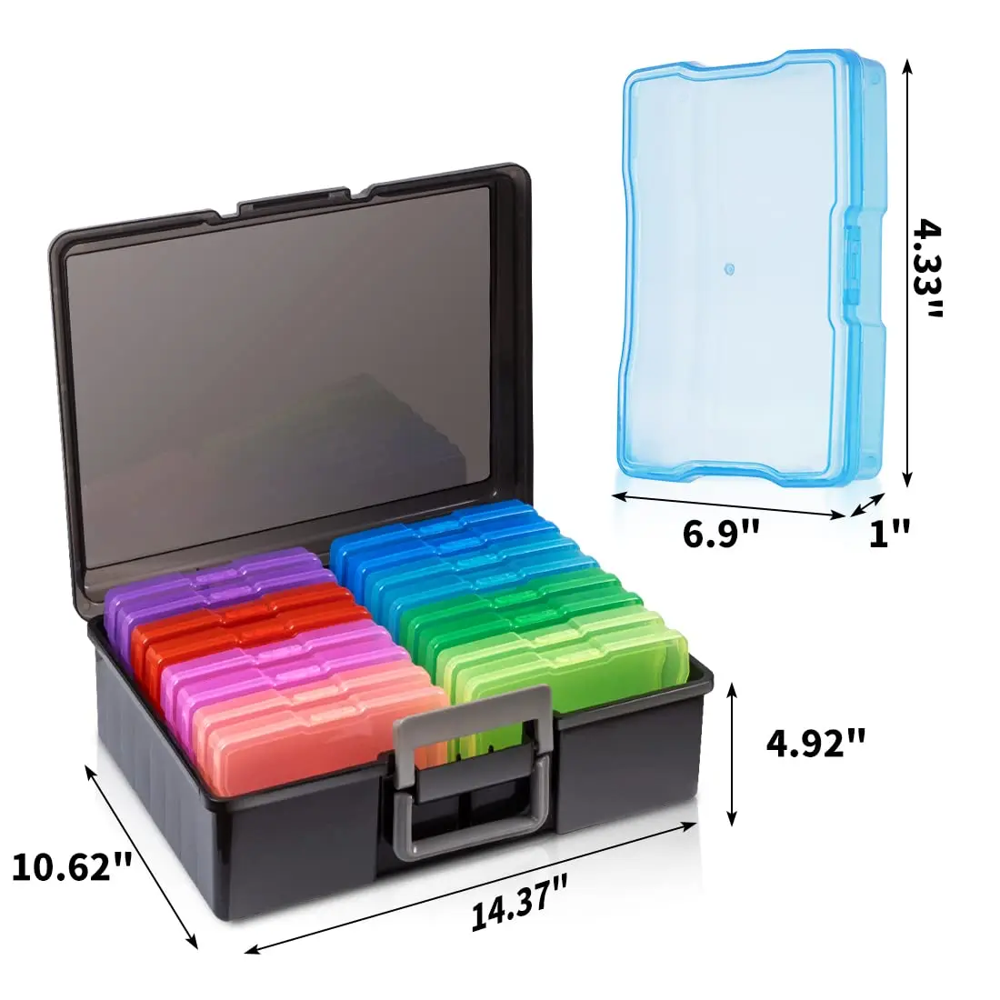 New Large Photo Case Seed Craft Organizer Storage Box with 16 Inner Cases Colorful Portable Box for Photo Stickers Craft Seed