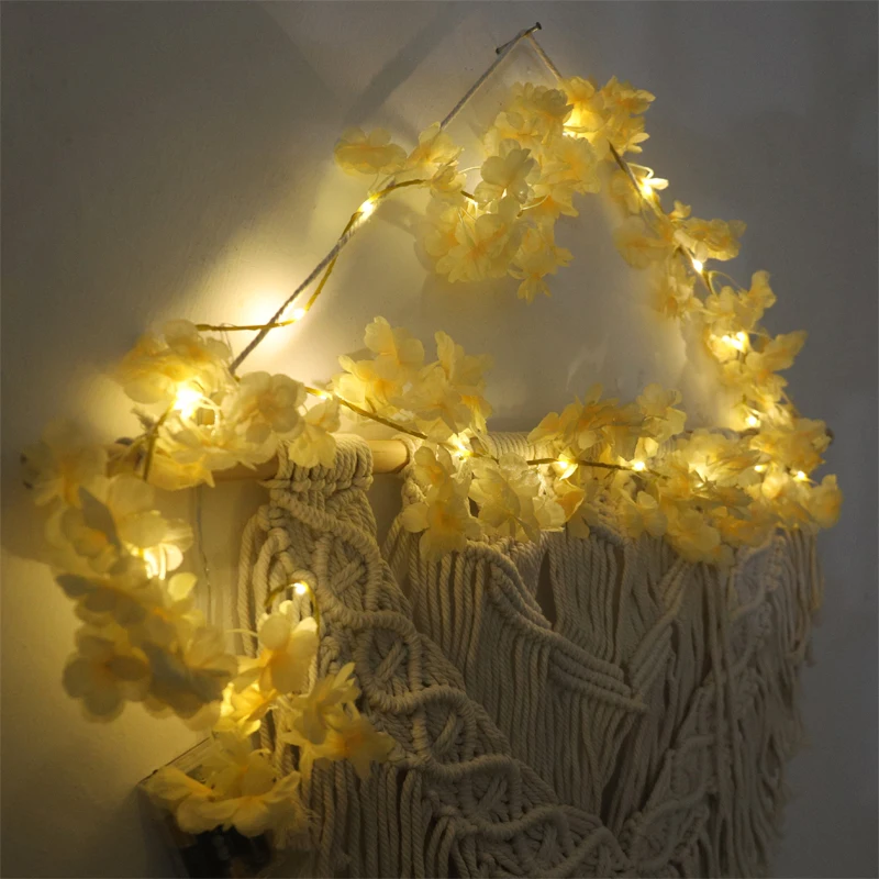 180CM Kirschblüten-Lichter-Girlande, künstliche Blume, rosa Rebe, Hochzeitsbogen, LED-Hintergrund, Dekor, Zuhause, Zimmer, Party, Girlande, Pastell – Detail 7
