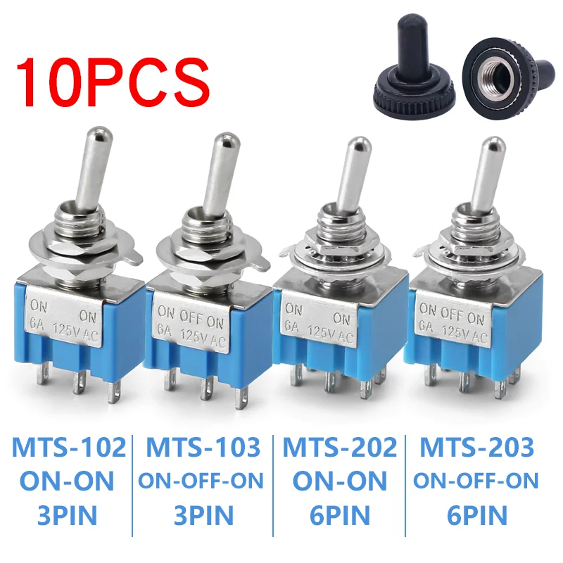 10pcs ON-OFF-ON / ON-ON Miniature Toggle Switches Mini MTS-102 103 202 203 Power Button Switch Car