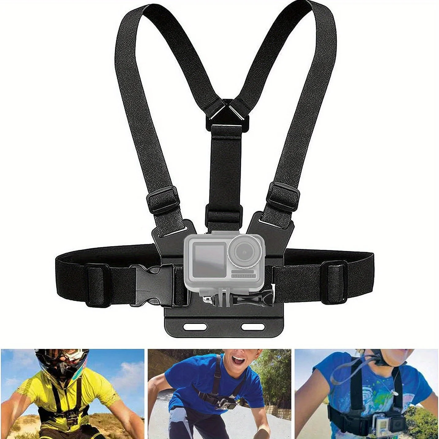 Chest Head Strap Belt For GoPro Hero 12 11 10 9 8 Action Camera Xiaomi Yi 4K Sjcam Sj4000 Insta360 Accessories With J-hook Mount