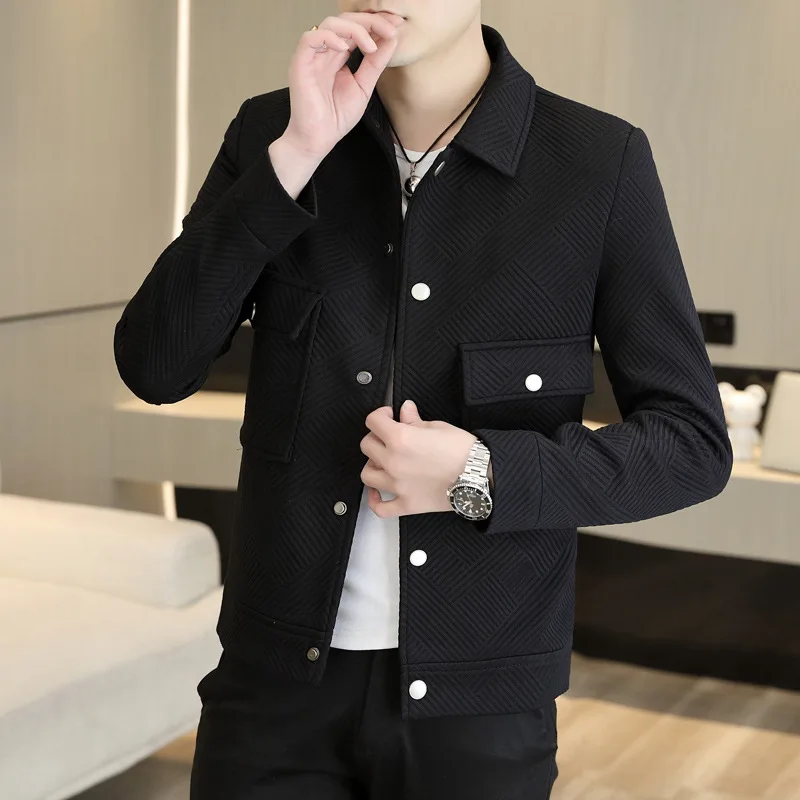 Men Clothing Autumn Korean Fashion Men's Jacket Slim Fit Long Sleeve Casual Business Outwear Windproof Social Streetwear Coats