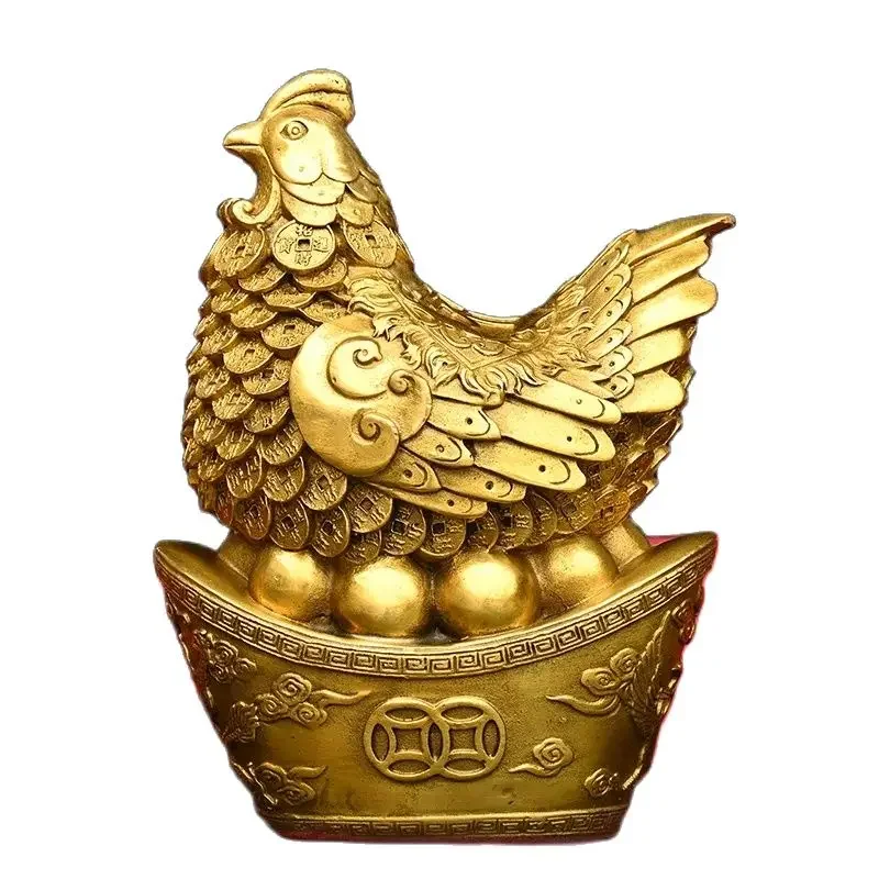 Brass Rooster Pendant Brass Yuan Baoji Lucky and Ruyi Home Decoration Zodiac Golden Rooster Decoration