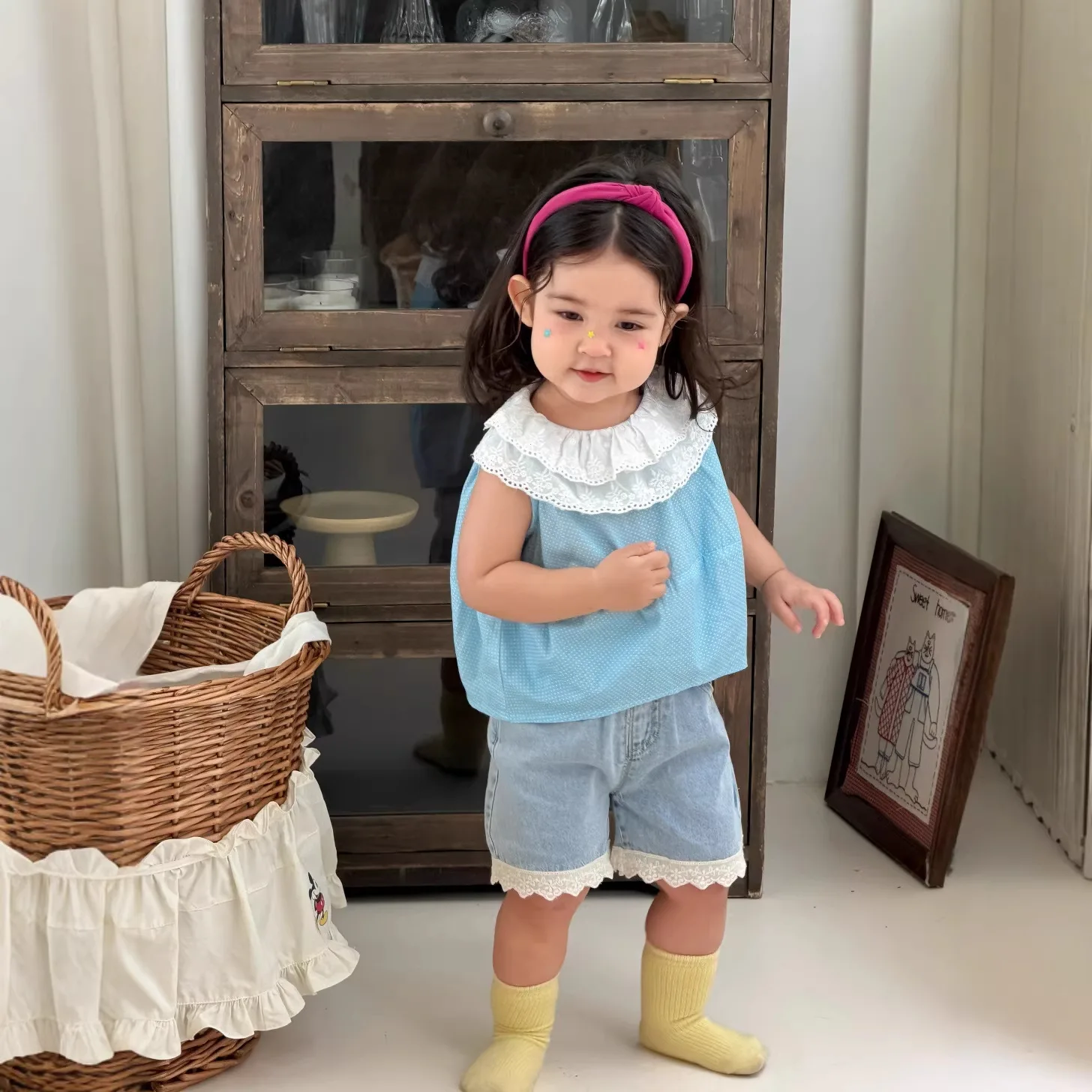 

Baby summer children's clothing thin 2026 new girls' vest T-shirt shorts set