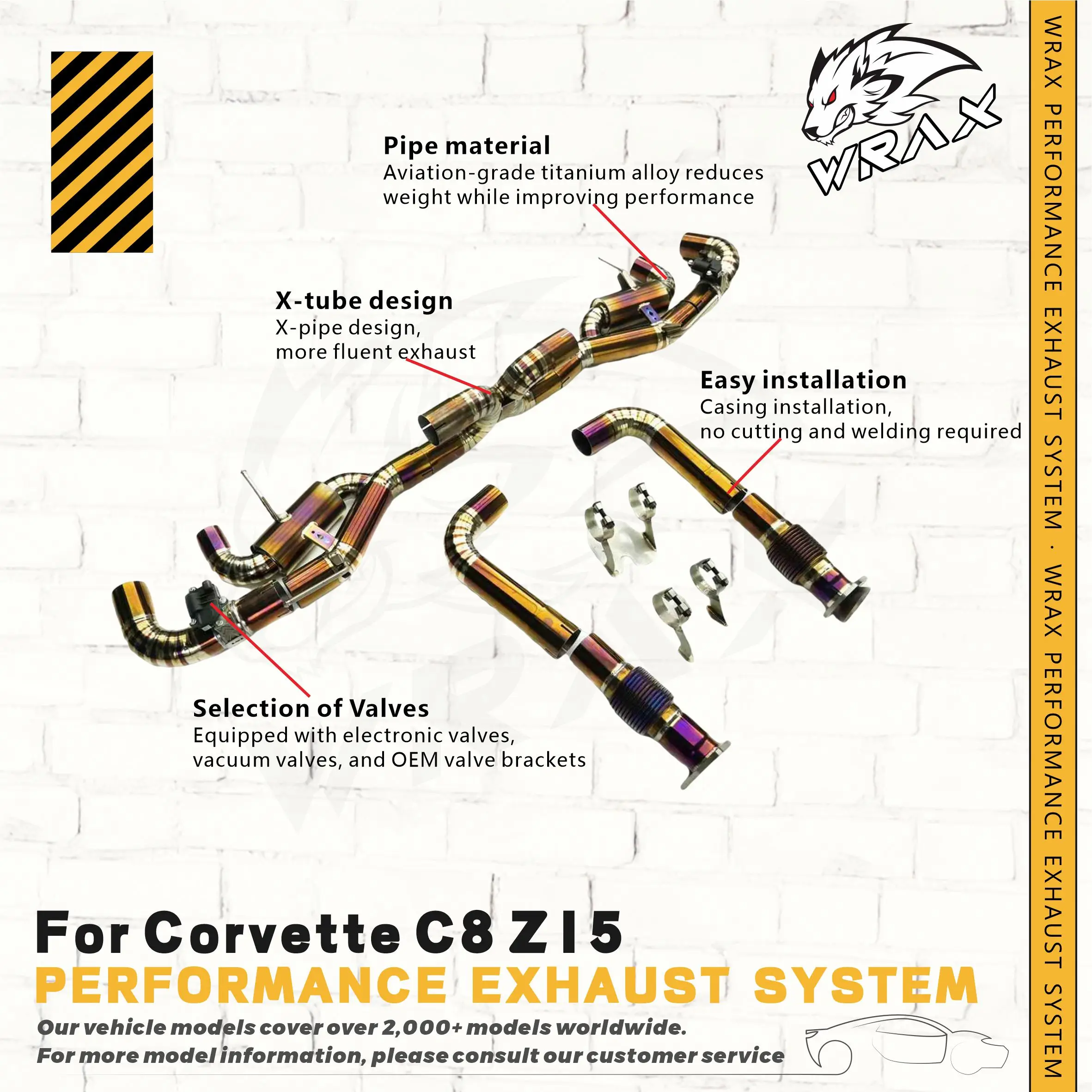 

WRAX Premium Titanium High-Perf Valved Catback - Direct Fit for Corvette C8 Z51, Boost Horsepower, Aggressive Sound & Exhaust