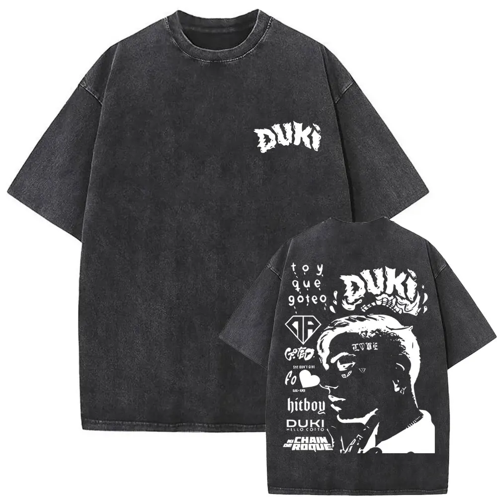 Washed Vintage Rapper Duki Antes De Ameri Merch T-shirt Male Hip Hop Hot New Short Sleeve Men\'s Women Fashion Oversized T Shirts