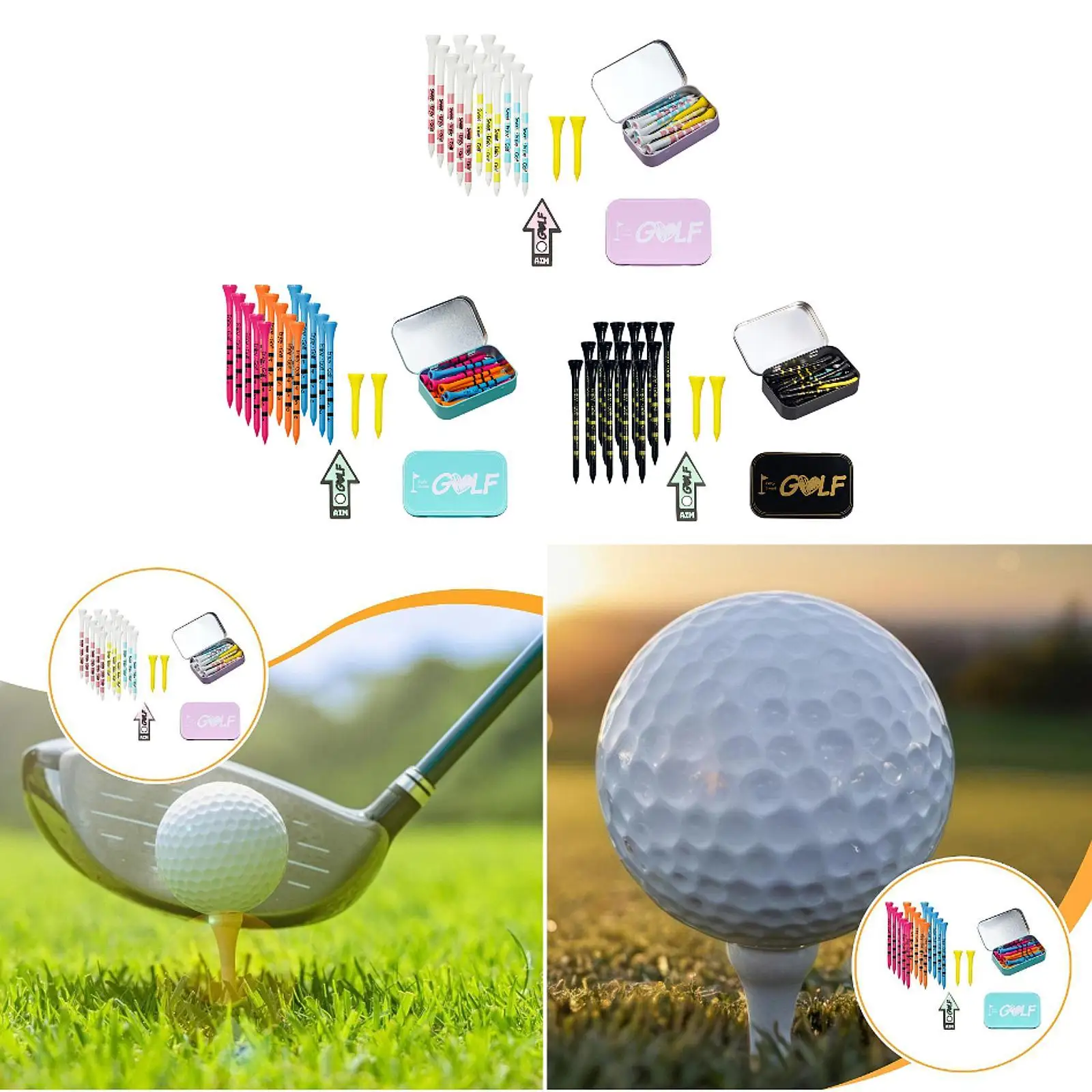 

Golf Tees with Storage Box for Outdoor Practice Driving Putting Chipping