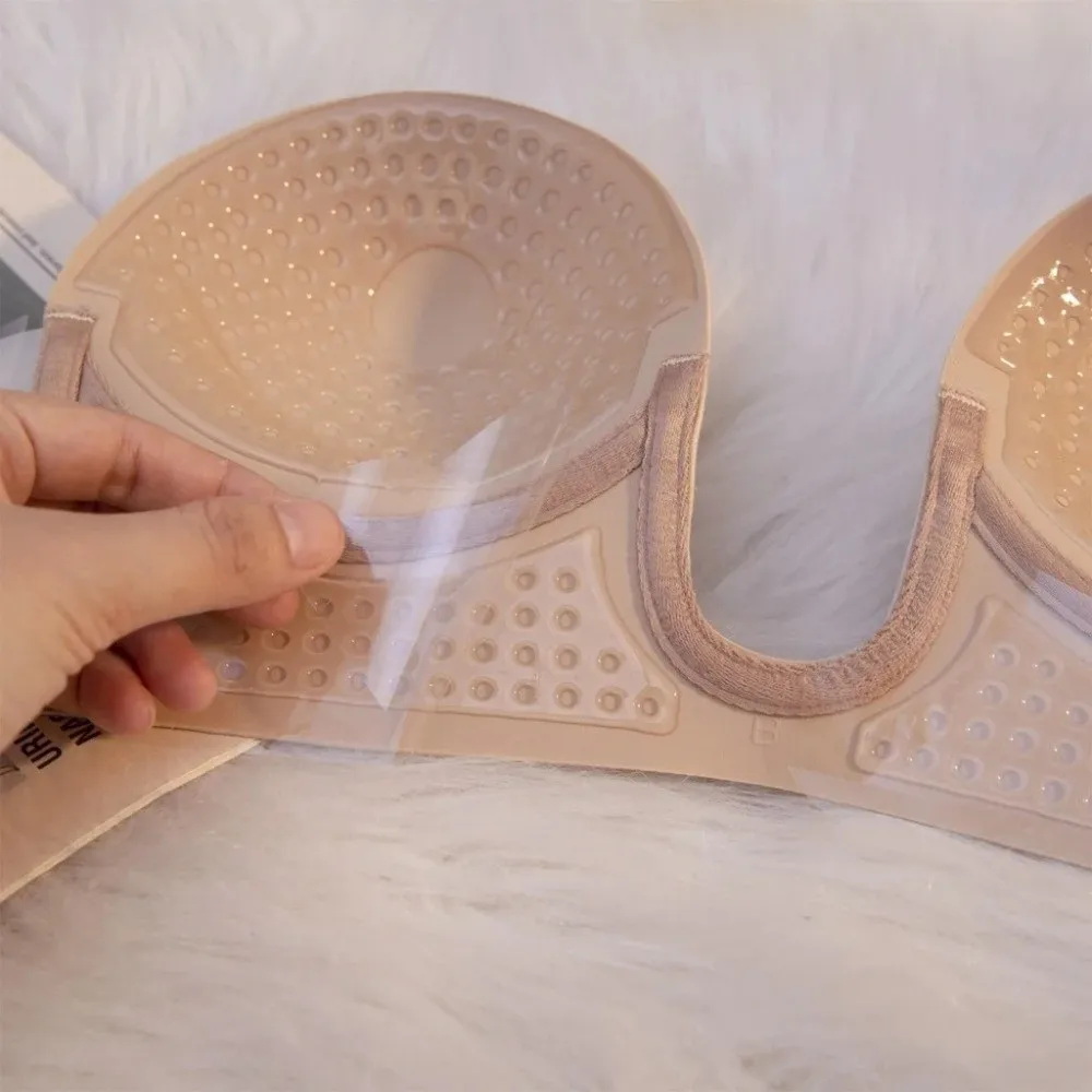 Deep U Atmungsaktiver trägerloser BH, rückenfrei, Silikon, unsichtbare Brustabdeckung, wiederverwendbar, zum Anheben, Bralette, Party