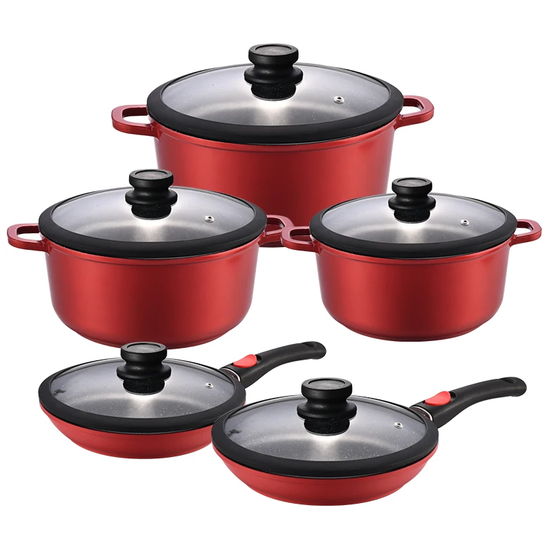 Classic five-piece soup pot and frying pan set Removable 2-layer non-stick aluminum alloy soup pot