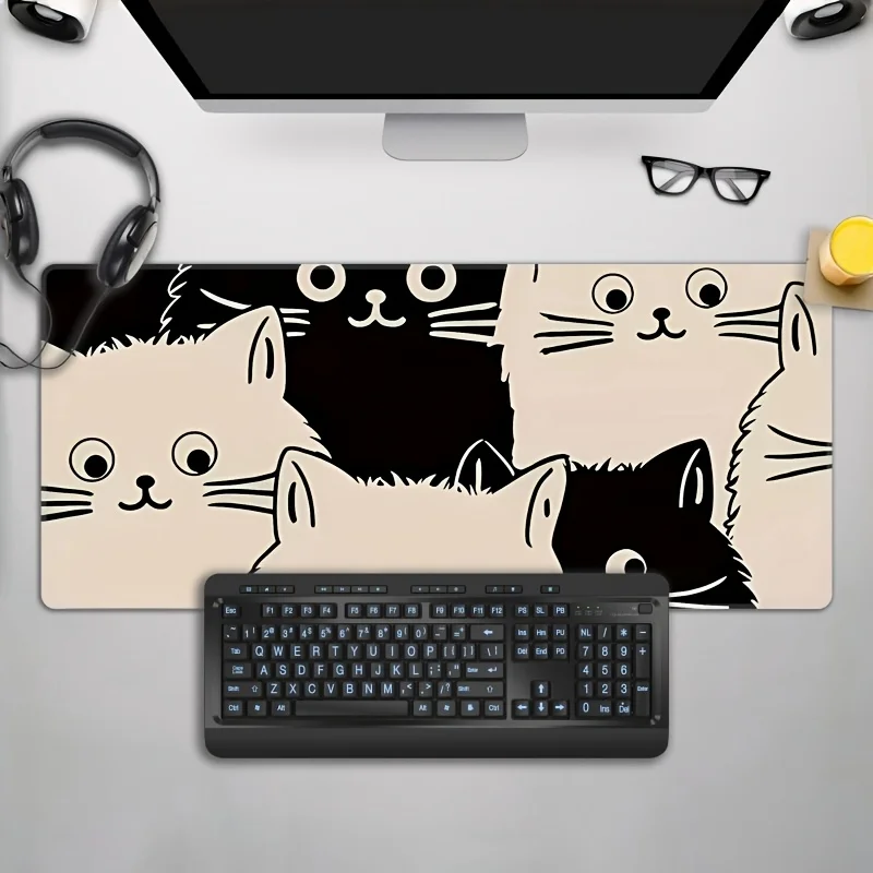 

The large and cute cat-designed mouse pad with anti-slip rubber sewn edges is durable and suitable for home offices and gamers