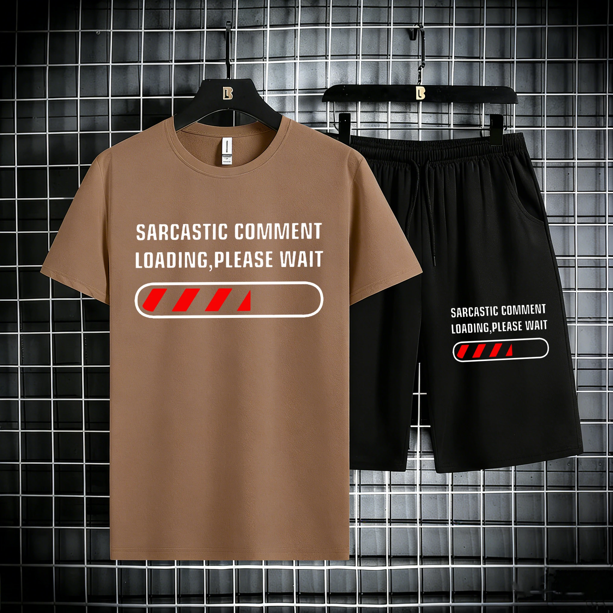 

Sarcastic Comment Loading Funny Print Men Cotton Summer Casual Sportswear Set Breathable Stretch Shorts Fashion Office T Shirts