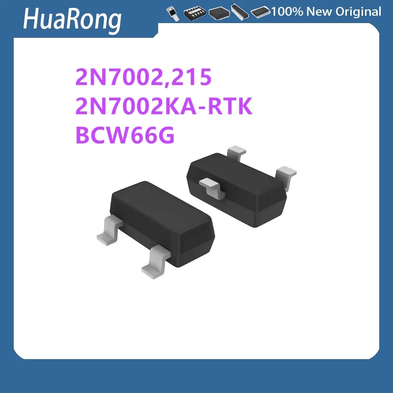 100Pcs/Lot 2N7002,215 2N7002 12W 2N7002KA-RTK 2P BCW66 BCW66G EG  SOT-23