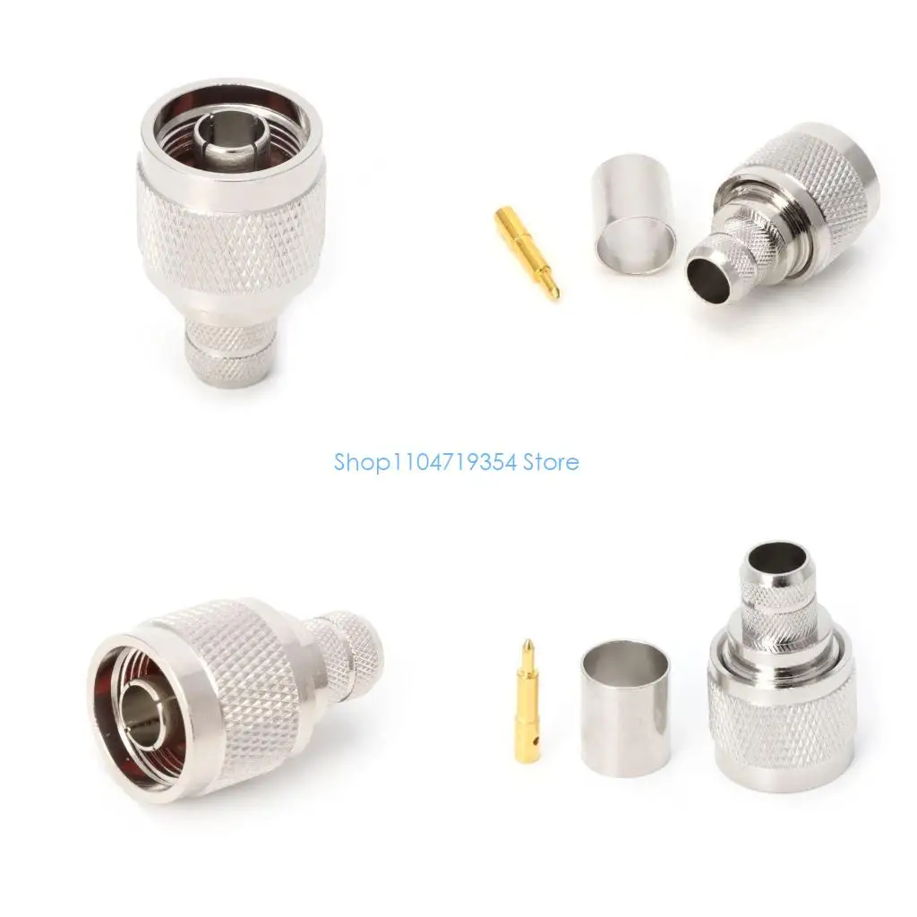 

0XLD 1 Set N Type Crimp Plug RF Connector Coaxial Converter Adapter For LMR400 RG8